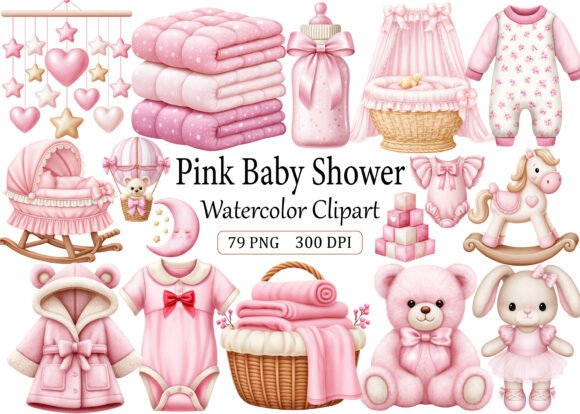 Download Pink Baby Shower Clipart Watercolor PNG - Png Collection