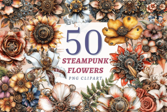 Download Steampunk Flowers PNG Bundle - Png Collection