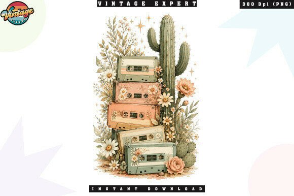 Download Cassette Tape Desert Cactus Floral PNG - Png Collection