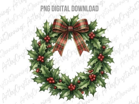 Download Christmas Holly Wreath Clipart PNG - Png Collection