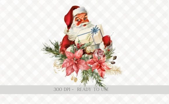 Download Christmas Vintage Santa Wreath PNG - Png Collection