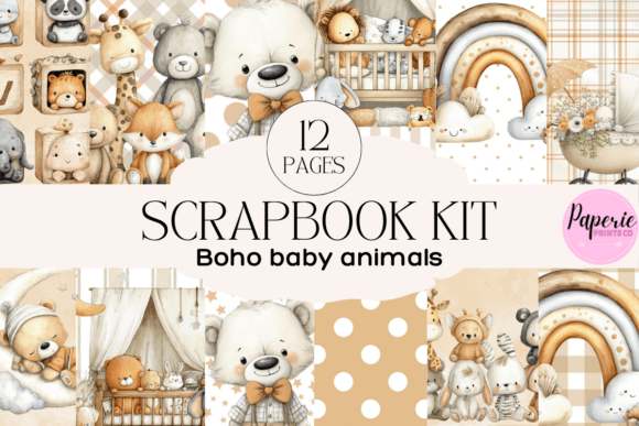 Download Boho Baby Animal Scrapbook Kit - Boho Collection