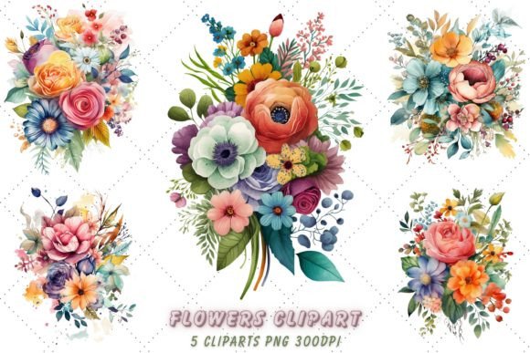 Download Boho Watercolor Flowers Clipart Bundle - Boho Collection