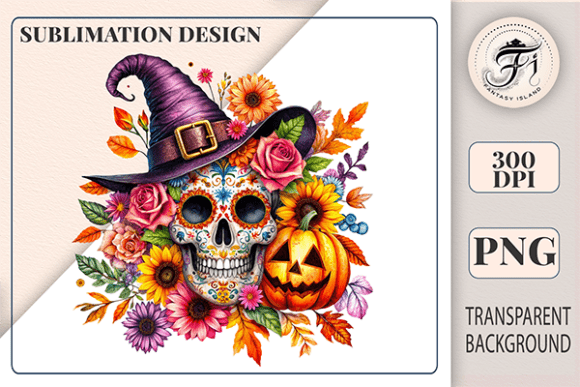 Download Sugar Skull Halloween Boho Clipart PNG - Boho Collection