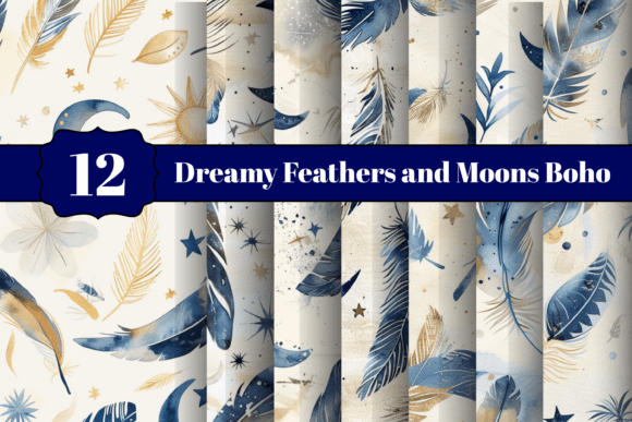 Download Dreamy Feathers and Moons Boho Set - Boho Collection