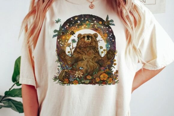 Download Zen Bear Cosmic Floral Boho Art Png - Boho Collection