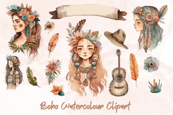 Download Boho Watercolour Clipart - Boho Collection