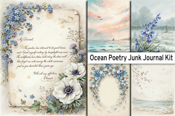 Download Ocean Poetry Junk Journal Kit - Junk journal kit Collection