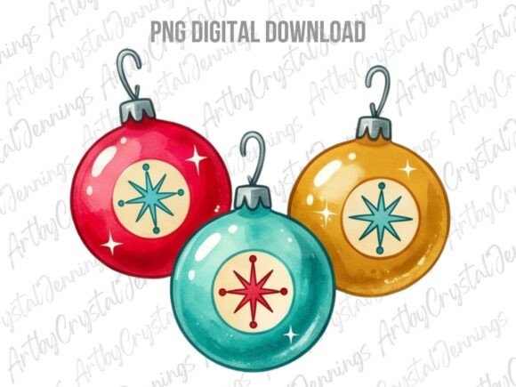 Download Retro Christmas Ornaments PNG - Png Collection