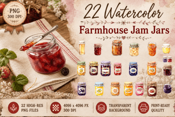 Download Cottagecore Jam Jar Clipart Rustic PNG - Png Collection
