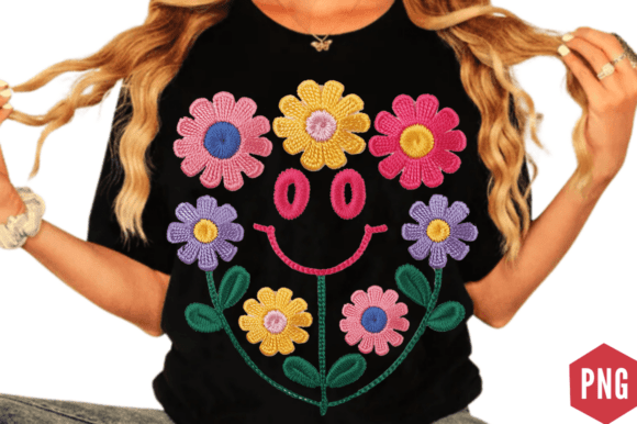 Download Faux Yarn Retro Smiley Face Floral PNG D - Png Collection