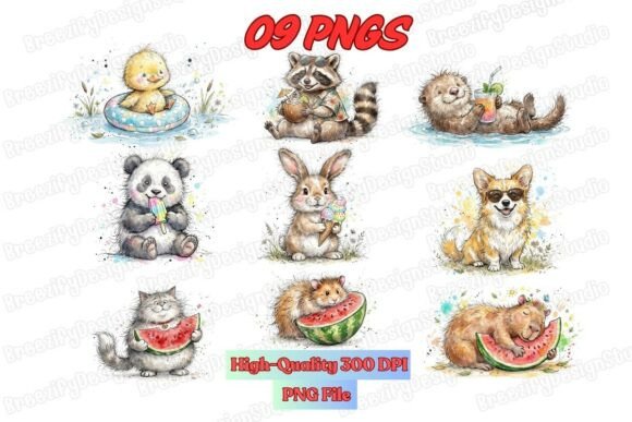 Download Summer Animals Watercolor PNG Bundl - Png Collection