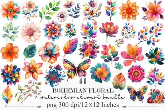 Download Bohemian Floral Clipart PNG - Png Collection