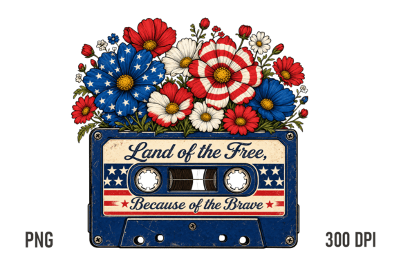 Download Patriotic Floral Cassette PNG Design - Png Collection