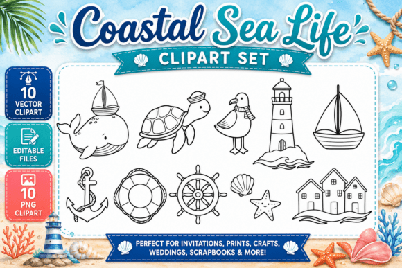 Download Coastal Sea Life Digital Clipart PNG - Png Collection