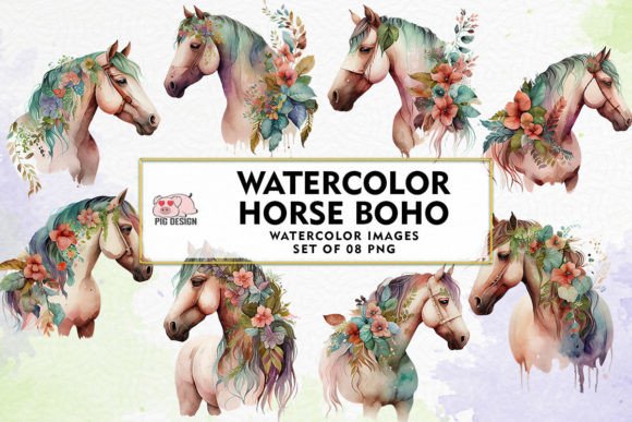 Download Watercolor Horse Boho Watercolor Clipart - Boho Collection
