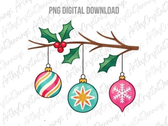 Download Retro Christmas Ornaments PNG - Png Collection