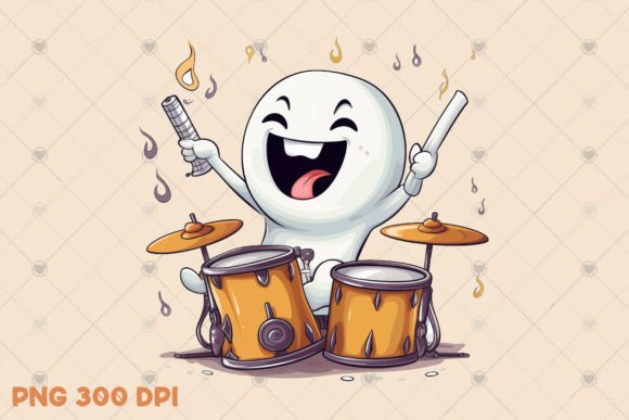 Download Cute Musician Ghost Illustration PNG - Png Collection