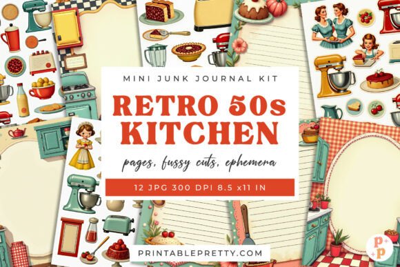 Download Retro 50s Kitchen Junk Journal Kit - Junk journal kit Collection