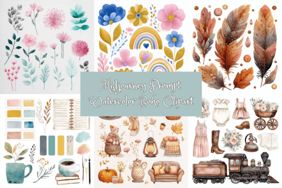 Download Prompt for Watercolor Boho Clipart - Boho Collection
