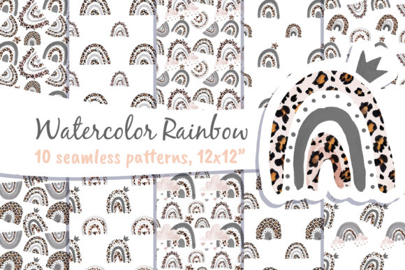 Download Boho Rainbow Leopard Seamless Patterns - Boho Collection