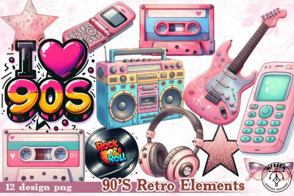 Download 90'S Retro Elements Clipart PNG - Png Collection
