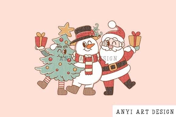 Download Retro Christmas Friends PNG - Png Collection