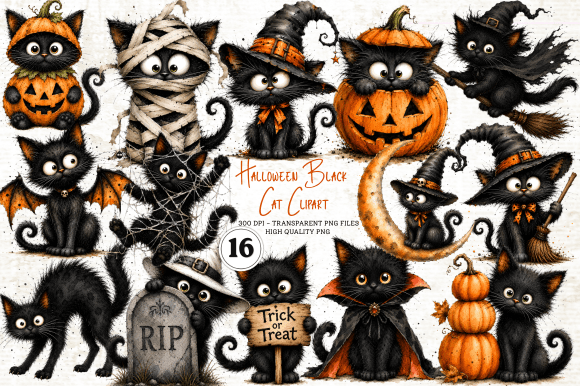 Download Halloween Black Cat Clipart PNG - Png Collection