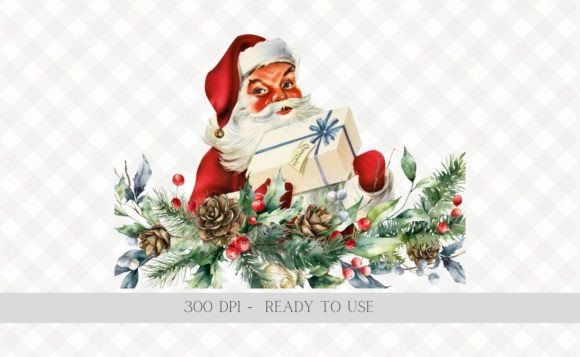 Download Christmas Vintage Santa Wreath PNG - Png Collection