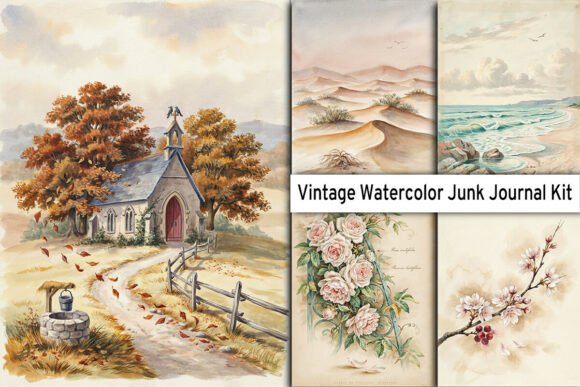 Download Vintage Watercolor Junk Journal Kit - Junk journal kit Collection