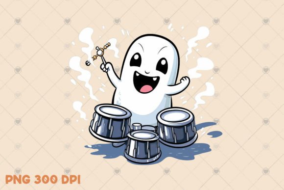 Download Cute Musician Ghost Illustration PNG - Png Collection