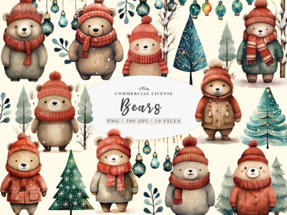 Download Boho Watercolor Bear Clipart,Winter Bear - Boho Collection