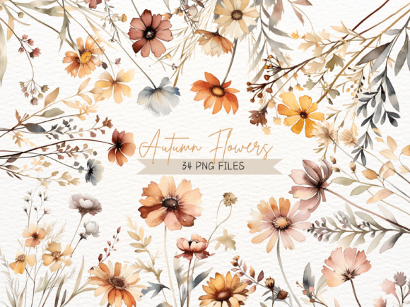 Download Watercolor Autumn Flowers PNG Clipart - Png Collection