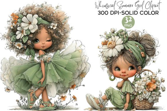 Download Whimsical Summer Girl Clipart PNG - Png Collection