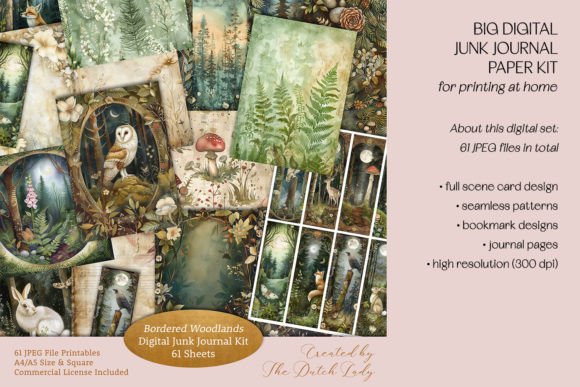 Download Bordered Woodlands Junk Journal Kit - Junk journal kit Collection