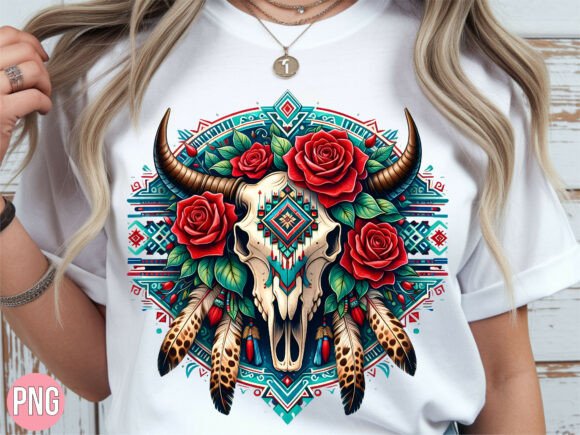 Download Floral Bull Skull Feathers Boho Art PNG - Boho Collection
