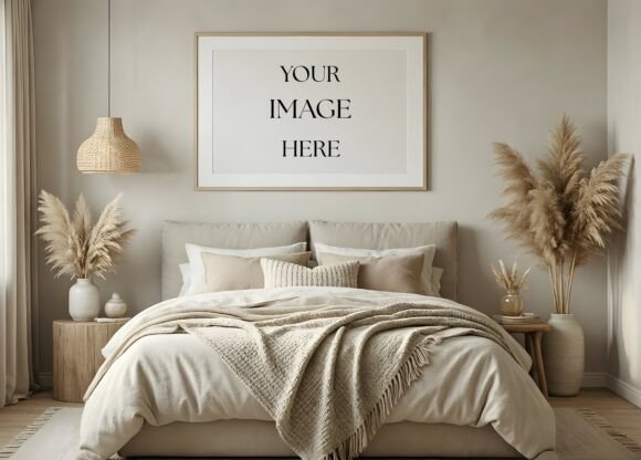 Download Boho Bedroom Frame Mockup - Pampas Grass - Boho Collection