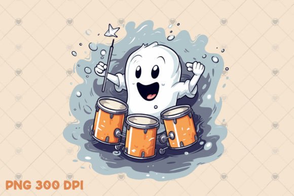 Download Cute Musician Ghost Illustration PNG - Png Collection