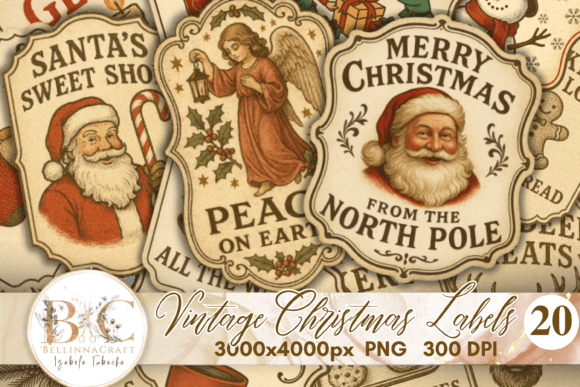 Download Vintage Christmas Labels Clipart PNG - Png Collection