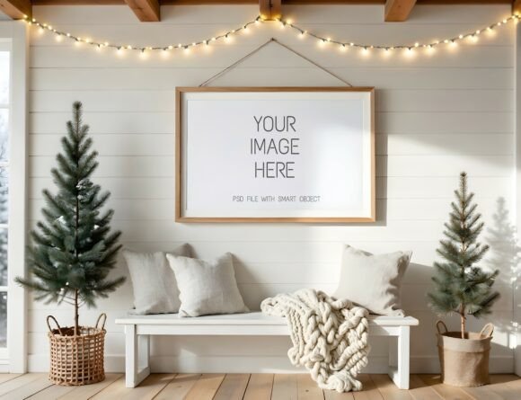 Download Oak Frame Mockup - Winter Holiday Decor - Holiday decor Collection