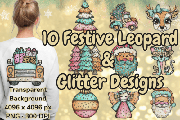 Download Teal Pink Leopard Christmas Clipart PNG - Png Collection