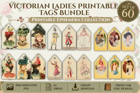 Download Victorian Ladies Printable Tags Bundle - Victorian Collection