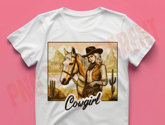 Download Cowgirl Horse Png, Retro Sublimations - Png Collection
