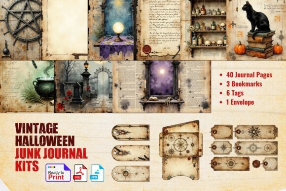 Download Vintage Halloween Junk Journal Kit - Junk journal kit Collection